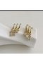 Imported Steel single hole multiple view pendant stone gold color earrings - 2