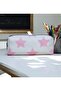 Pink Star Sweet Pencil Case - School Pencil Case-Makeup Bag Pink Star White Background - 2