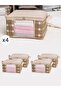 4 Pieces Small Size Beige Square Plaid Storage Organizer with Window under Bed Cabinet and Suitcase Organizer 40X30X20 cm