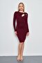 Women's Chest Drop Detailed Long Sleeve Viscose Dress