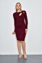 Women's Chest Drop Detailed Long Sleeve Viscose Dress - 3