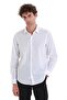 White Comfort Fit Plain 100% Cotton Slim Collar Long Sleeve Sports Shirt