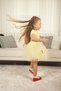 Strawberry Printed Girls' Dress with Layered Tulle Lining and Ribbed Fabric on the Upper Part - 5