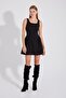 Thick Strap Mini Dress with Side Gather Detail - Back Zipper - 4
