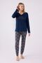 Women's Blue Love Is Everywhere Long Sleeve Pajama Set - 3