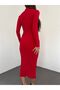 Women's Drawstring Stand Collar Long Sleeve Dress - 5