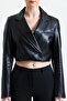 Lined Faux Leather Short Jacket| Ckt34324 Black - 7
