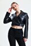 Lined Faux Leather Short Jacket| Ckt34324 Black - 2