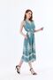 Belt Detailed Long Printed Viscose Gilet Dress |   Elb35653 Water Green - 3