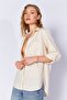 Linen Effect Women's Shirt with Stone Pockets |   Mks163420-01-3420 - 2