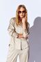 Beige Satin Relaxed Fit Women's Shirt with Thick Cuffs - 9477 - 6