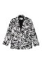 Zebra Patterned Oversize Blazer Jacket Black - 2