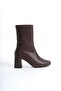 Women's Bitter Brown Blunt Toe Heeled Boots - 5