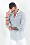 Nefti Men's Embroidered Linen Effect Shirt |   Mes116488-01 - 4