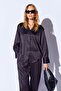 Black Satin Relaxed Fit Women's Shirt with Thick Cuffs - 9477 - 7
