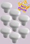8 Pieces White Hard Plastic Mushroom Button Cabinet - Drawer Door Handle Furniture