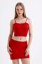Elastic waist satin mini skirt |   Etk35774 red