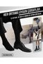 4 Pairs Premium Organic Cotton Stitch-Free Classic Women Men Black Office Socks - 3