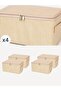 4 Pieces Small Size Cream Line Patterned Under-The-Bed Suitcase Organizer Travel Bag 30X20X15 cm