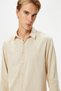 4sam60022hw 057 Beige Men's Woven Long Sleeve Shirt - 2