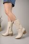 Women's Embroidered Beige Cowboy Boots - 3