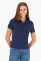Women's Navy Blue Basic Polo Neck T-Shirt 50266348-Vr033 - 3