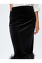Evening Dress Skirt Midi Velvet Feather Detailed Slim Fit - 5