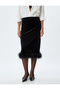 Evening Dress Skirt Midi Velvet Feather Detailed Slim Fit - 3