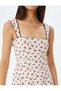 Mini Dress Cherry Printed Back Detail Thick Strap Square Neck - 5