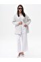 Gray Shiny Stone Detailed Jacquard Jacket