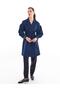 Navy Blue Trench Coat - Animal Print Pattern and Stone Embroidery - 2