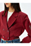 Oversize Double-Breasted Ribbed Jacket with Collar Pockets - 5