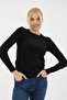 Stretchy Crew Neck Sweater Black - 3