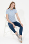 Women's Light Blue Basic Polo Neck T-Shirt 50266348-Vr003