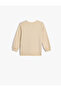 Sweatshirt with Elephant Print, Crew Neck, Cotton, Embossed - 2