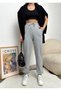 Women's Gray Elastic Waist High Waist Jogger Sweatpants - 6