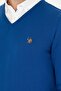 Men's Slim Fit V-Neck Cobalt Sweater 50269006-Vr045 - 7