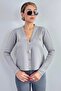 Women's Lia Gray Gold Buttoned Knitwear Cardigan - 6