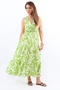 Women's Santorini Green Viscose Dress with Elastic Waist - 7