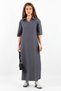 Smoke Colored Women's Polo Collar Slit Basic Dress - 6