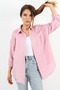 Long Powder Colored Soft Muslin Women's Oversize Shirt - 2