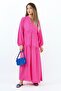 Prive Women's Fuchsia Base 100% Viscose Maxi Length Layered Balloon Sleeve Long Summer Dress - 8