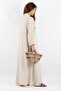 Prive Women's Plain Beige 100% Viscose Maxi Length Summer Long Dress with Pockets - 6