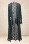 Openwork asymmetric mercerized long organic knitwear cardigan