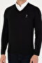 Men's Black V-Neck Sweater 50269002-Vr046 - 6