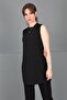 Zero Neck Sleeveless Blouse - Black - 3001100
