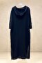 Hooded Pockets Sequined Long Linen Dress - 2