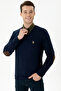 Men's Navy Blue V-Neck Sweater 50269006-Vr033