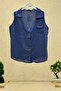 Collared pocketed board buttoned linen vest