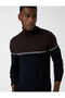 Turtleneck Knitwear Sweater Color Blocked